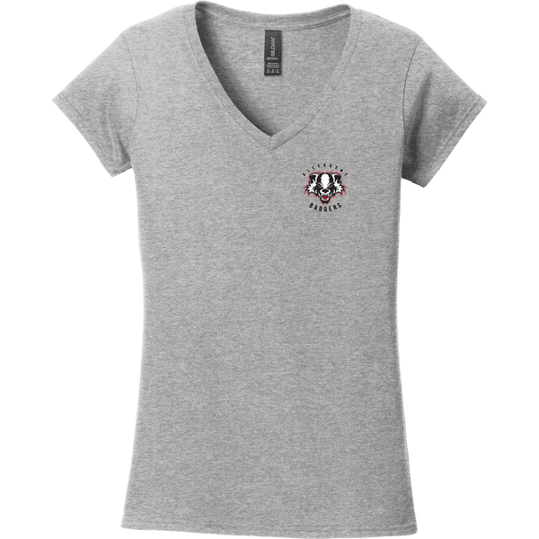 Scary Badgers Softstyle Ladies Fit V-Neck T-Shirt